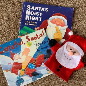 Bundle of Santa books & puppet
